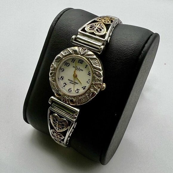 Vintage La Express Ladies Silver Tone Mother of Pearl Watch Filigree Working - Picture 6 of 11